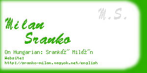 milan sranko business card